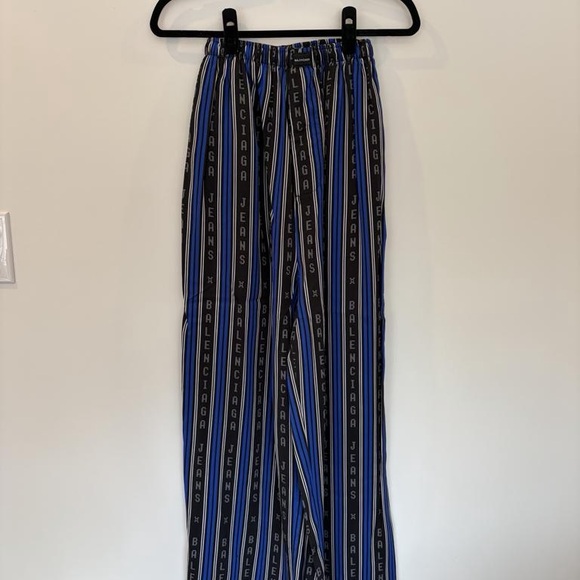 Balenciaga Black, Blue & White Striped Lounge Pants - Picture 5 of 6